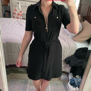 Anne Klein Black Short sleeve dress with gold hardware